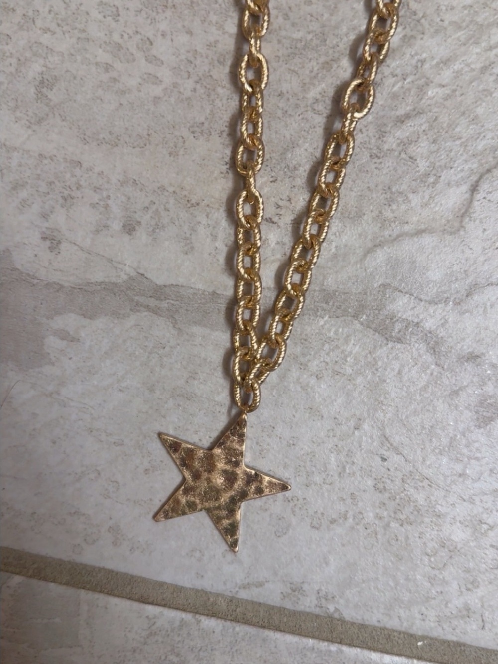 Worn Once, Chunky Altar’d State Gold Hammered Star necklace, in great condition